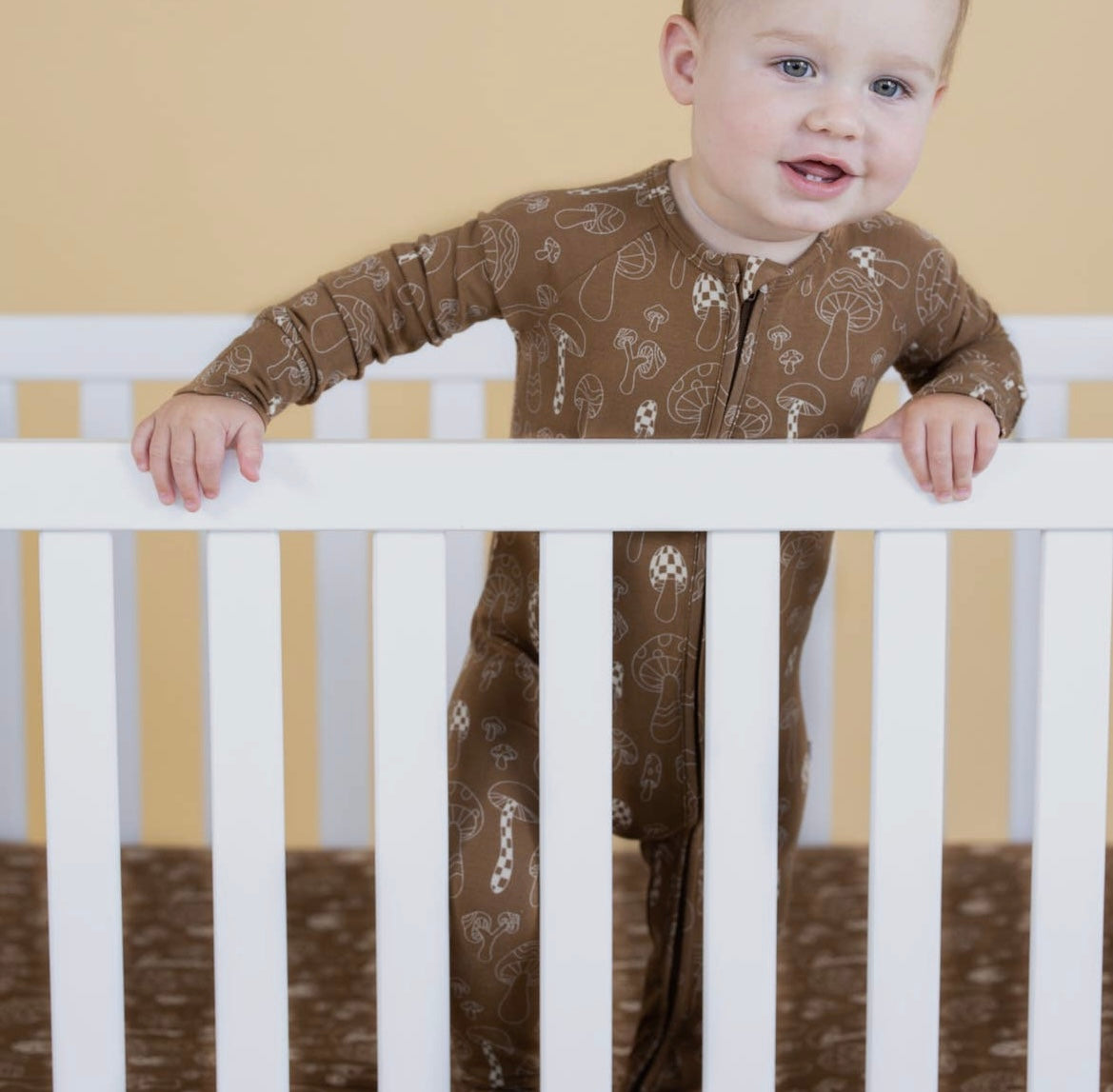 Bamboo Zip Romper || Mushroom