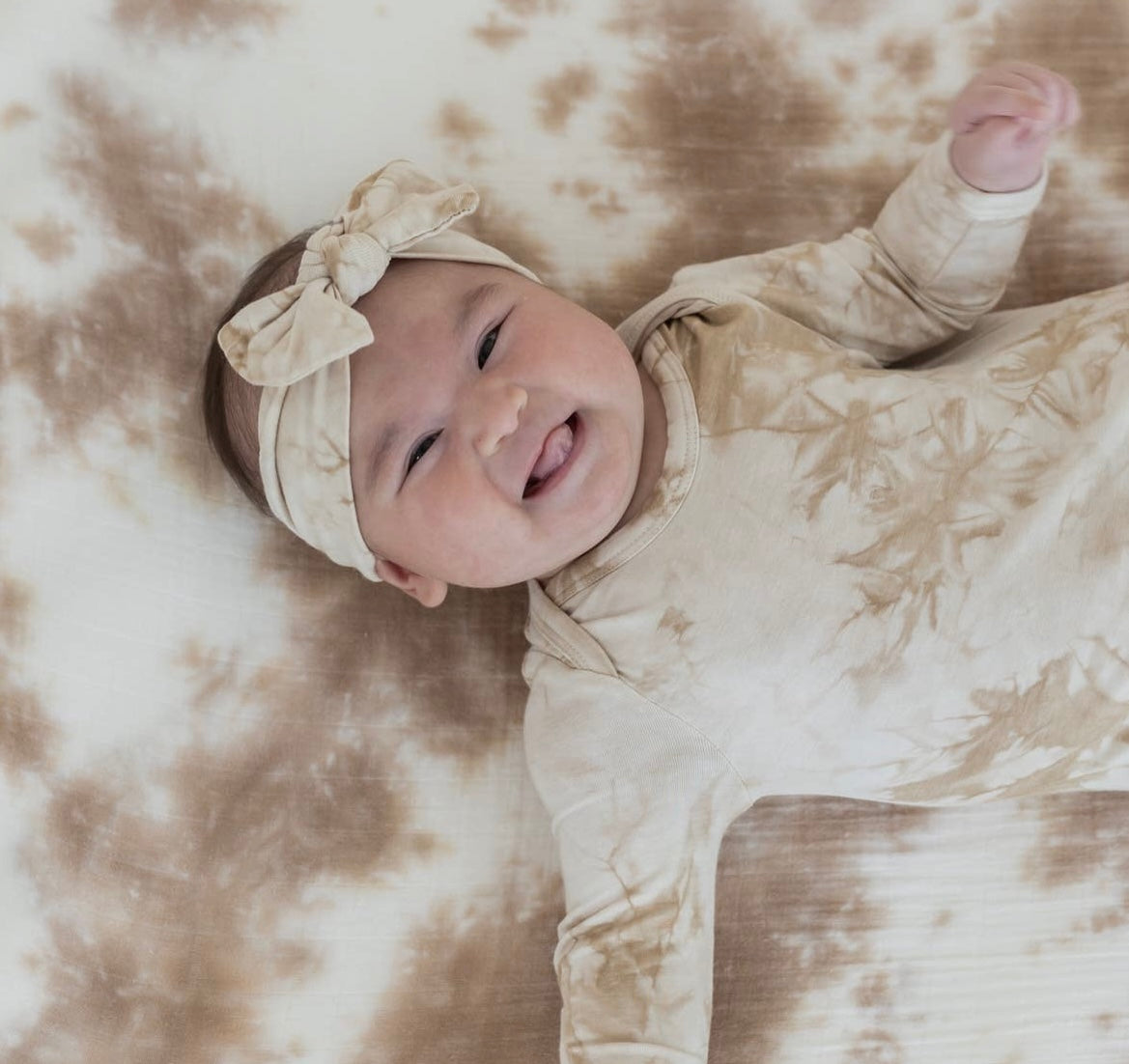 Bamboo Knotted Gown || Tan Tie Dye