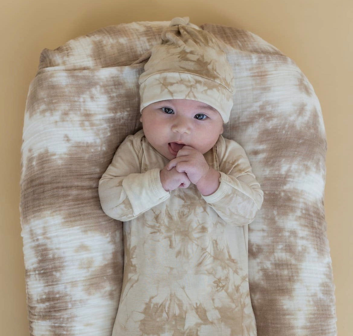 Bamboo Knotted Gown || Tan Tie Dye