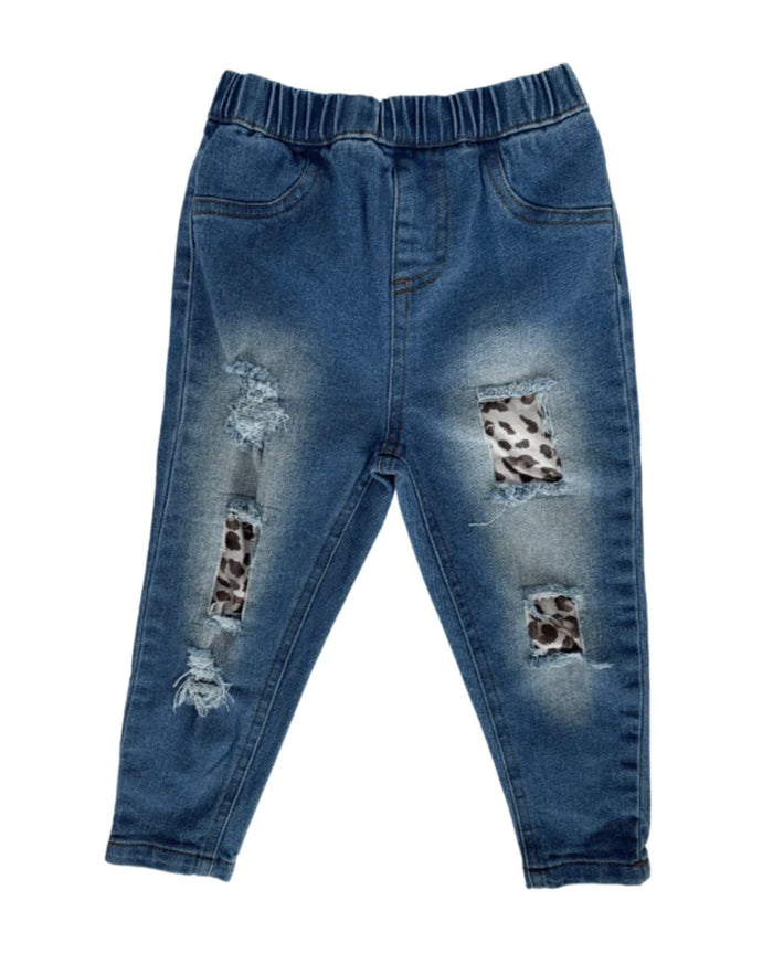 Distressed Denim Jeans || Acid Wash + Leopard