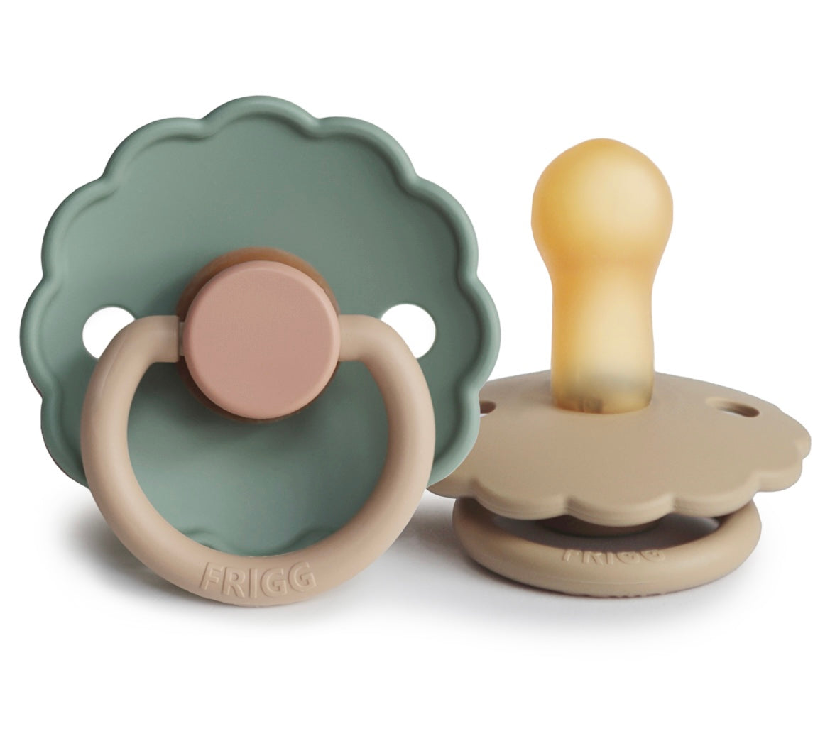 FRIGG DAISY NATURAL RUBBER BABY PACIFIER 2-PK || WILLOW + CROISSANT
