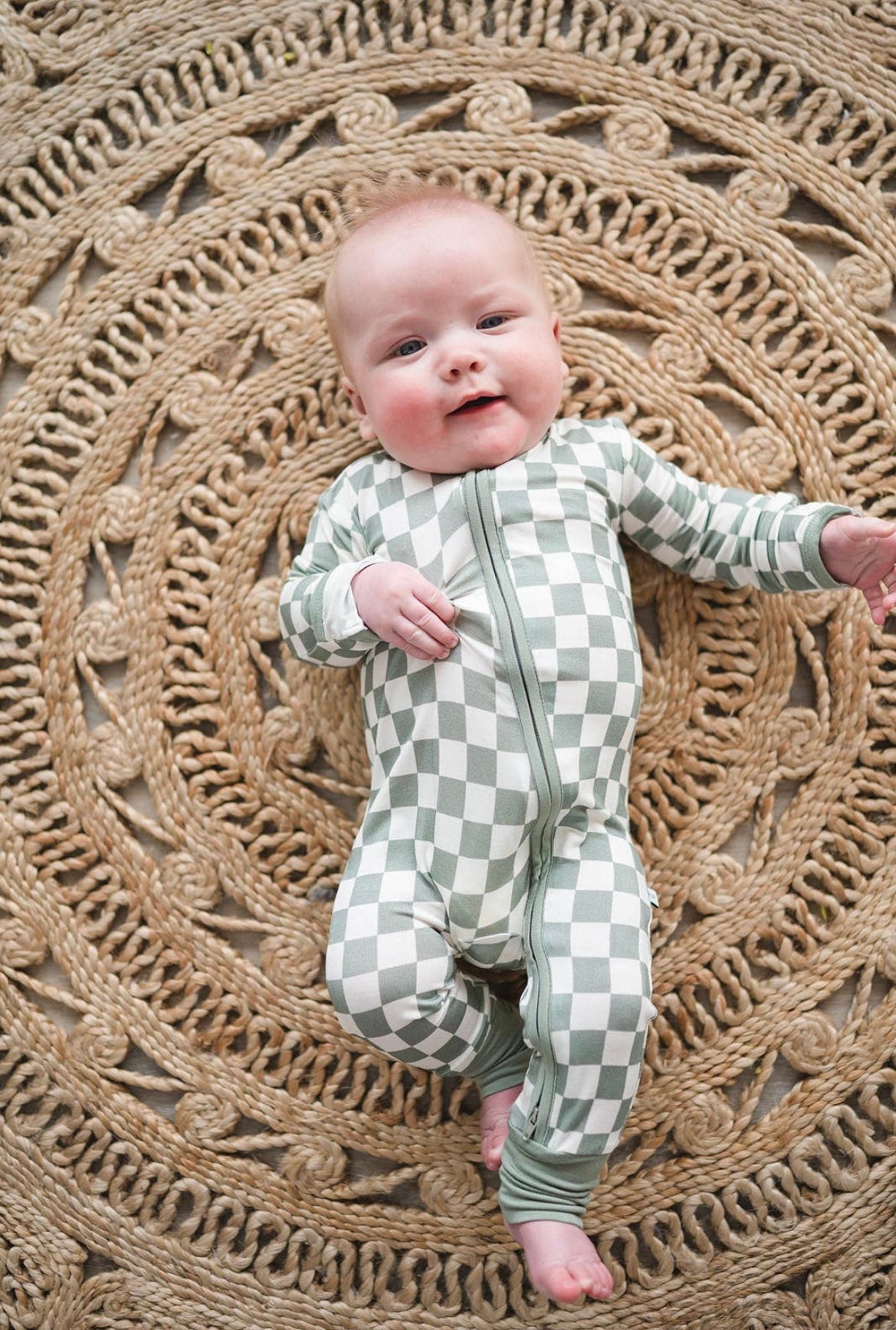 Bamboo Zipper Romper || Jade Checker