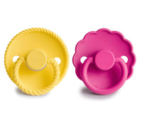 2-Pack FRIGG Rope + Daisy Silicone Baby Pacifier || Sunflower + Fuchsia