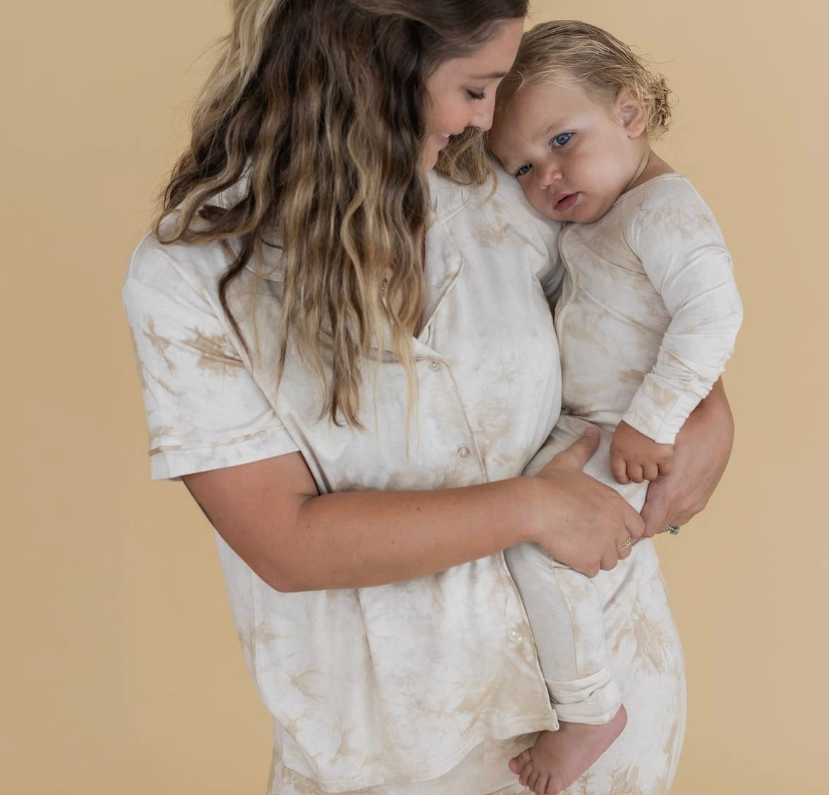 Bamboo Zip Romper || Tan Tie Dye