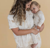 Bamboo Zip Romper || Tan Tie Dye