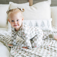 Merry + Bright Checks Dream Romper || Sage