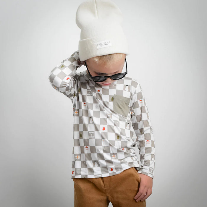 Merry + Bright Checks Dream Pocket Tee || Sage