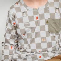 Merry + Bright Checks Dream Pocket Tee || Sage