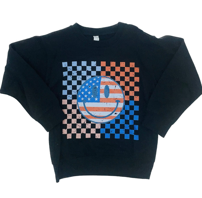 Red, White, Smiley Sweatshirt || Black
