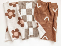 Mini Blanket || Checker Taupe + White