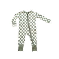 Bamboo Zipper Romper || Jade Checker