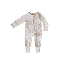Bamboo Zip Romper || Tan Tie Dye