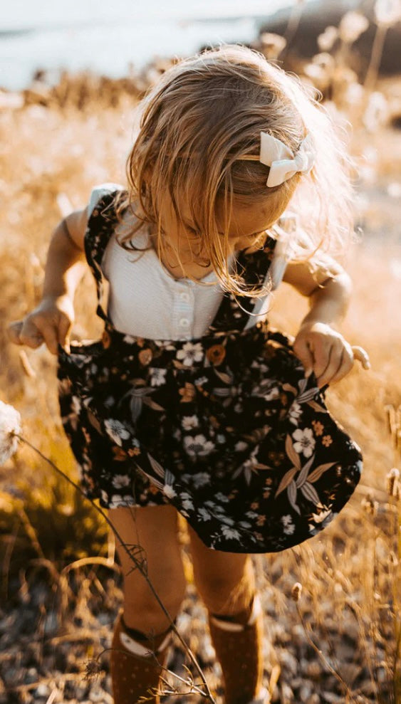 Suspender Skirt || Black Floral