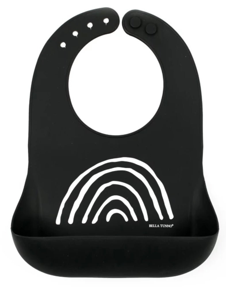 Silicone Baby Bib || Black + Rainbow