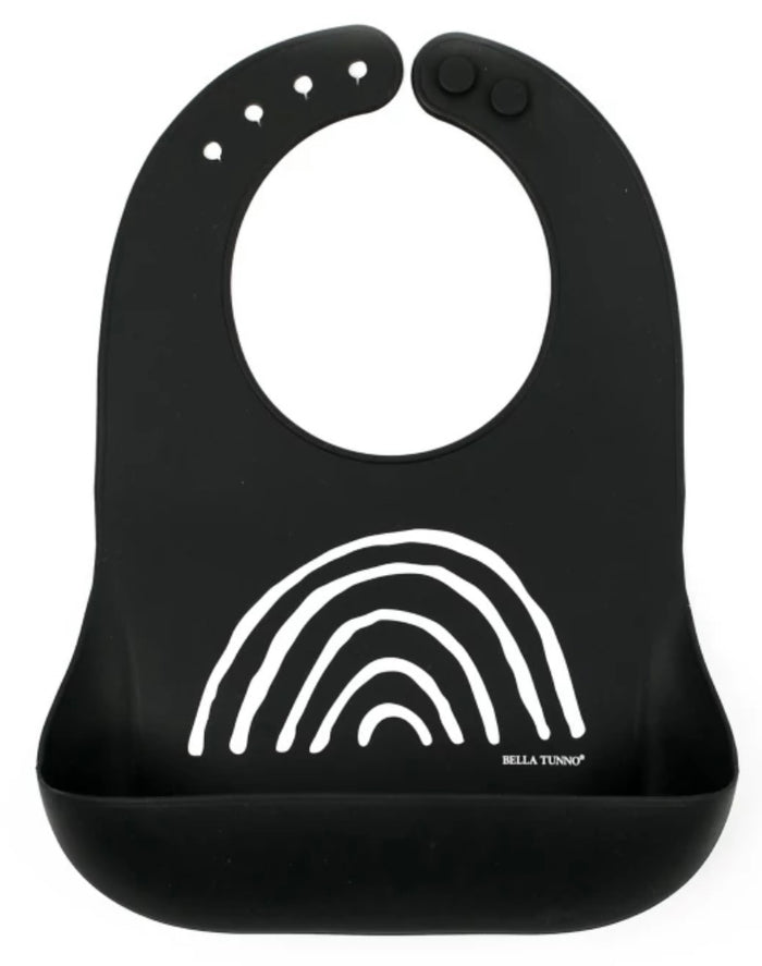 Silicone Baby Bib || Black + Rainbow