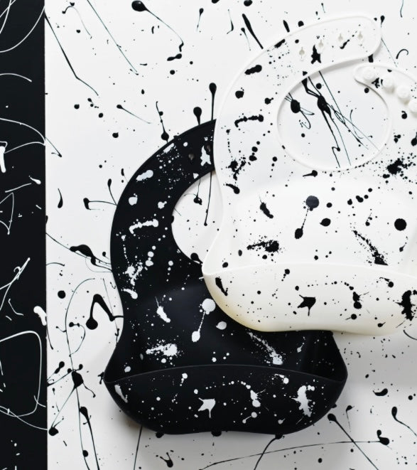 Silicone Baby Bib || White Paint Splatter