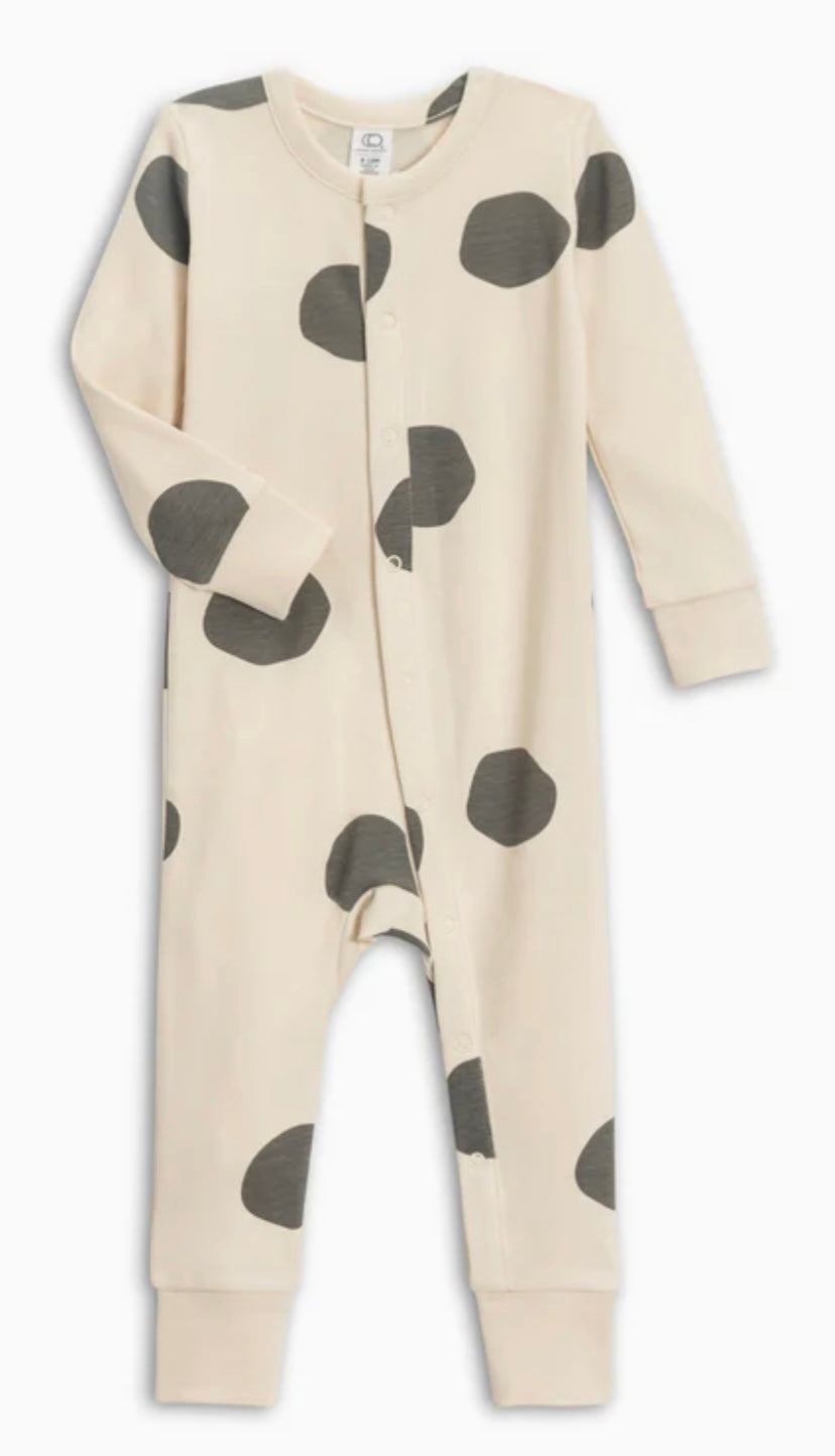 Organic Cotton Sleeper || Big Polka Dot + Pewter