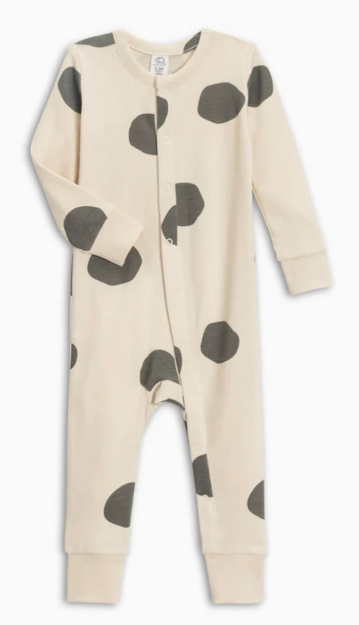 Organic Cotton Sleeper || Big Polka Dot + Pewter