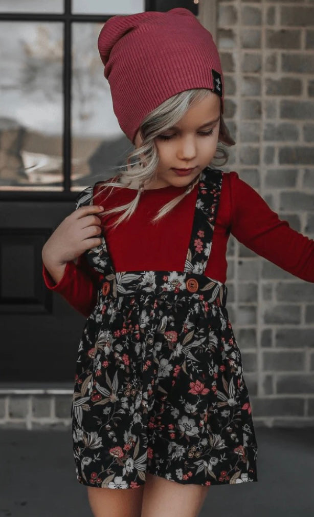 Suspender Skirt || Black Floral