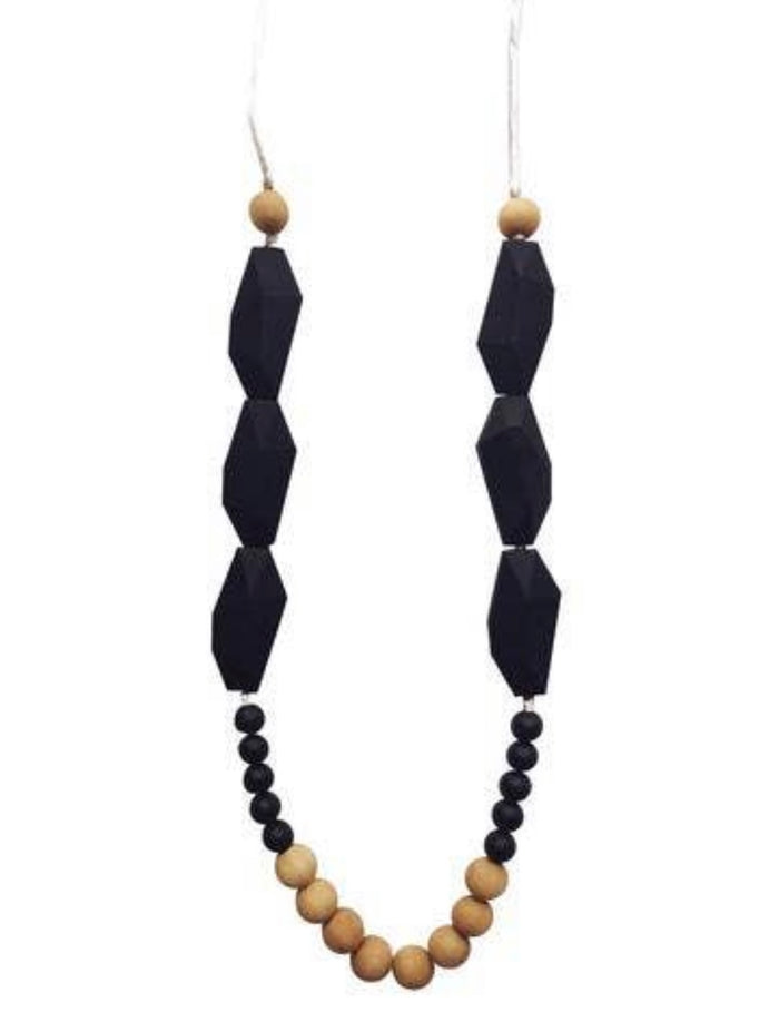 Teething Necklace || Black + Wood