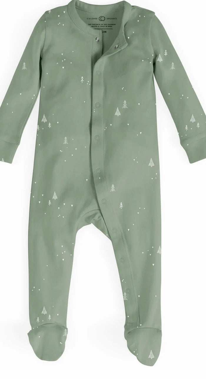 Organic Cotton Footed Sleeper ||  Evergreen + Thyme