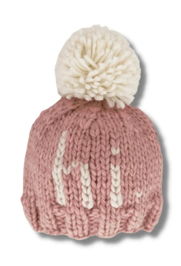 Hi. Hand Knit Hat || Pink