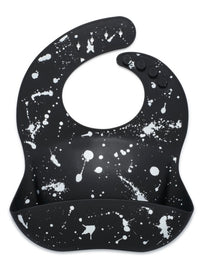 Silicone Baby Bib || Black Paint Splatter