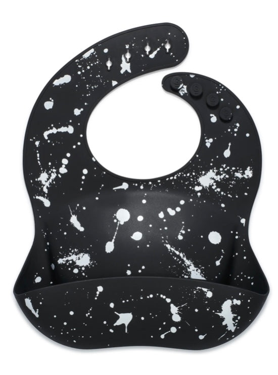 Silicone Baby Bib || Black Paint Splatter
