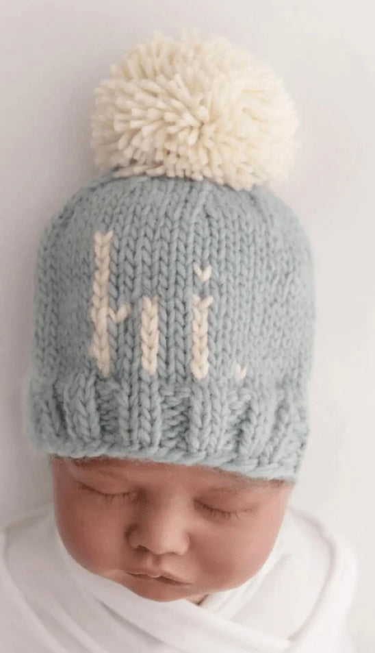 Hi. Hand Knit Hat || Blue