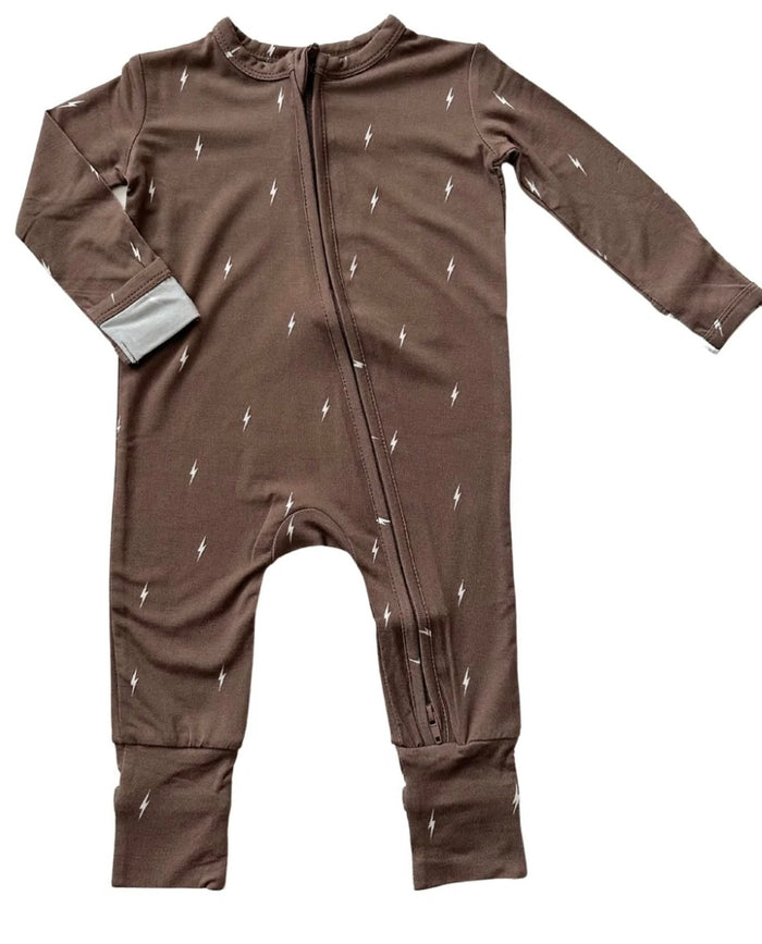 Bamboo Zipper Romper || Brown Lightning