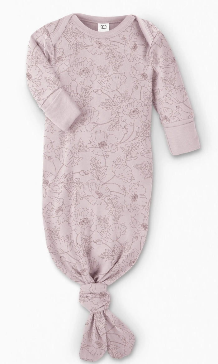 Organic Cotton Knot Gown || Poppy Floral + Lavendar