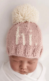 Hi. Hand Knit Hat || Pink