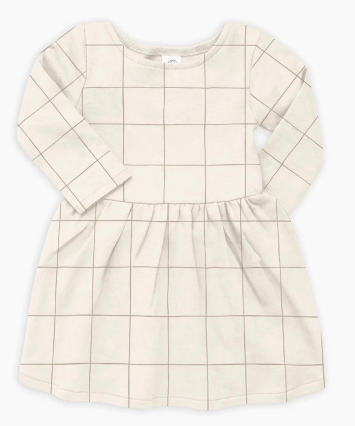 Organic Cotton Stella Swing Dress || Ivory Check