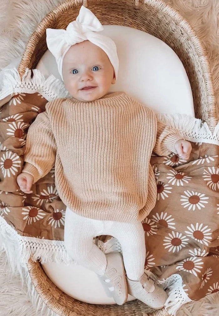 Bamboo Cotton Blanket || Daisy Fringe