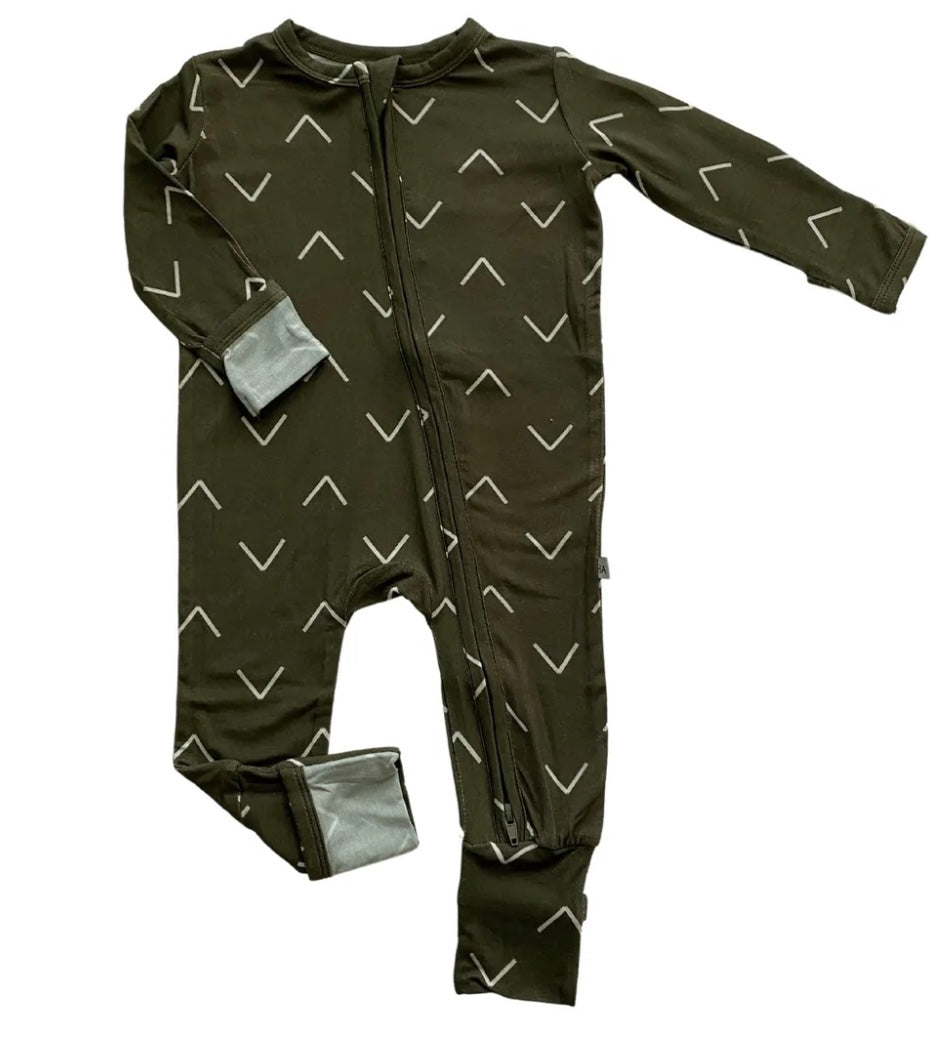 Bamboo Zipper Romper || Green Arrow
