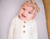 Knot Bow Headband || Camel Brown Ribbed