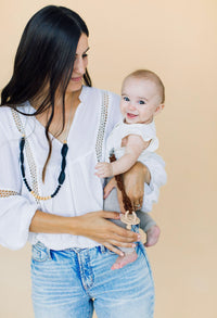 Teething Necklace || Black + Wood