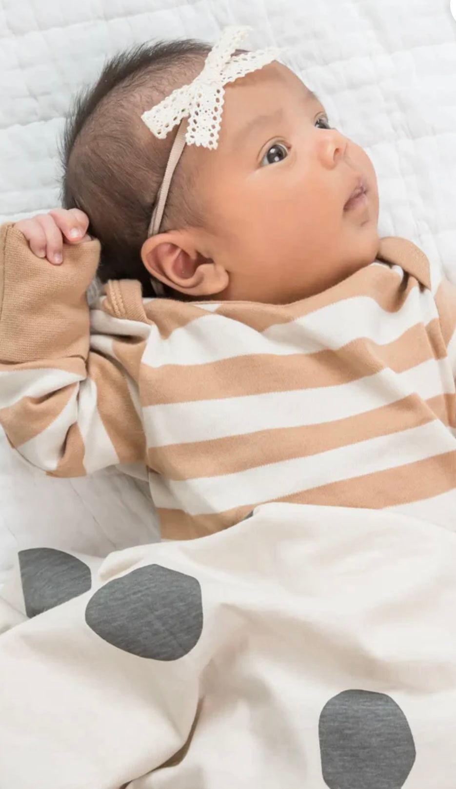 Organic Cotton Swaddle || Big Polka Dot + Pewter