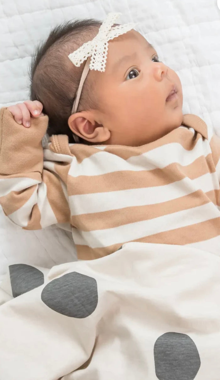 Organic Cotton Swaddle || Big Polka Dot + Pewter