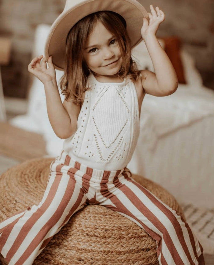 Boho Bell Bottoms || Brick Stripe
