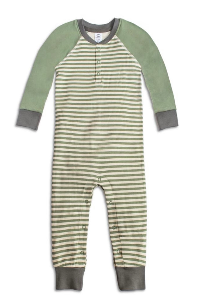 Organic Cotton Brix Henley Romper || Bari Stripe + Thyme