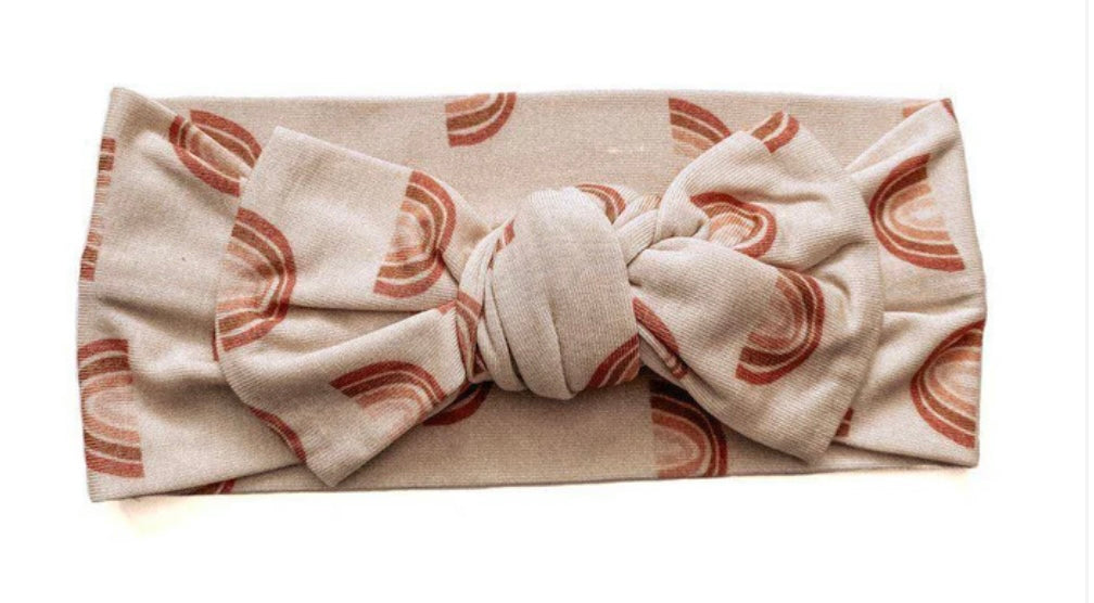 Bamboo Baby Bow Headband || Natural + Rainbows
