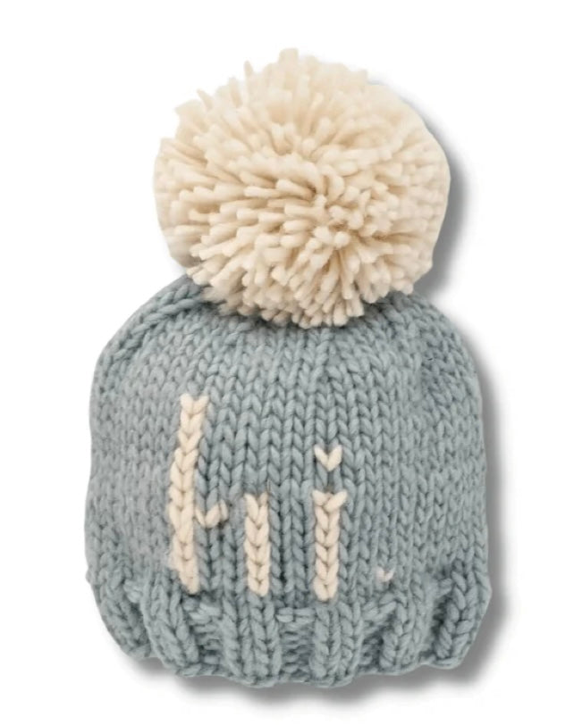Hi. Hand Knit Hat || Blue