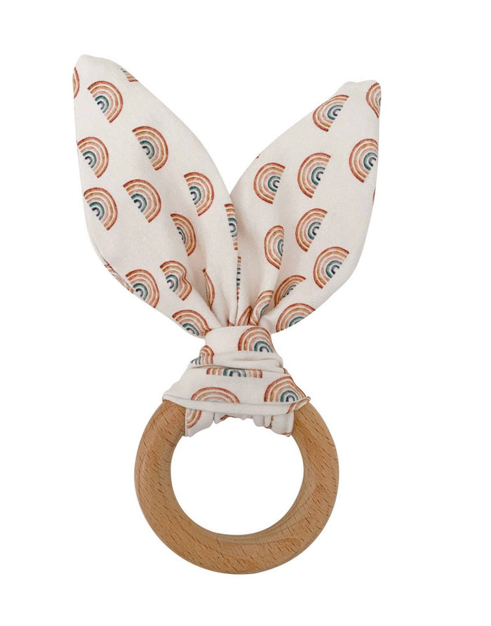 Crinkle Bunny Ears Teether || Rainbow