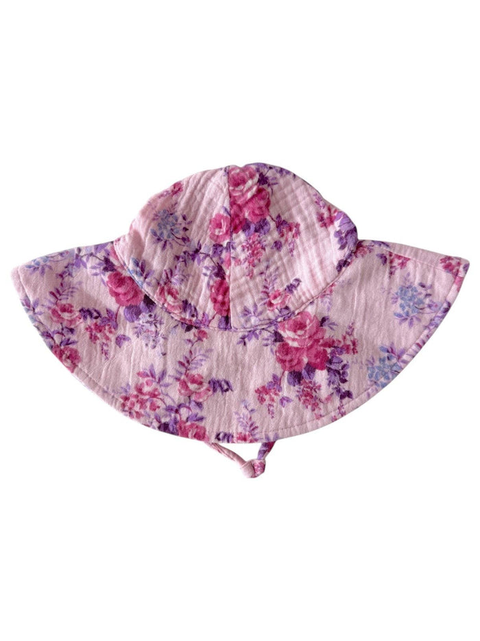 Muslin Wide Brim Sunhat, Violet Rose: 12 - 24 mo.