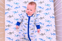 Bamboo Baby Convertible Zipper Pajama Sharks: 3-6 months