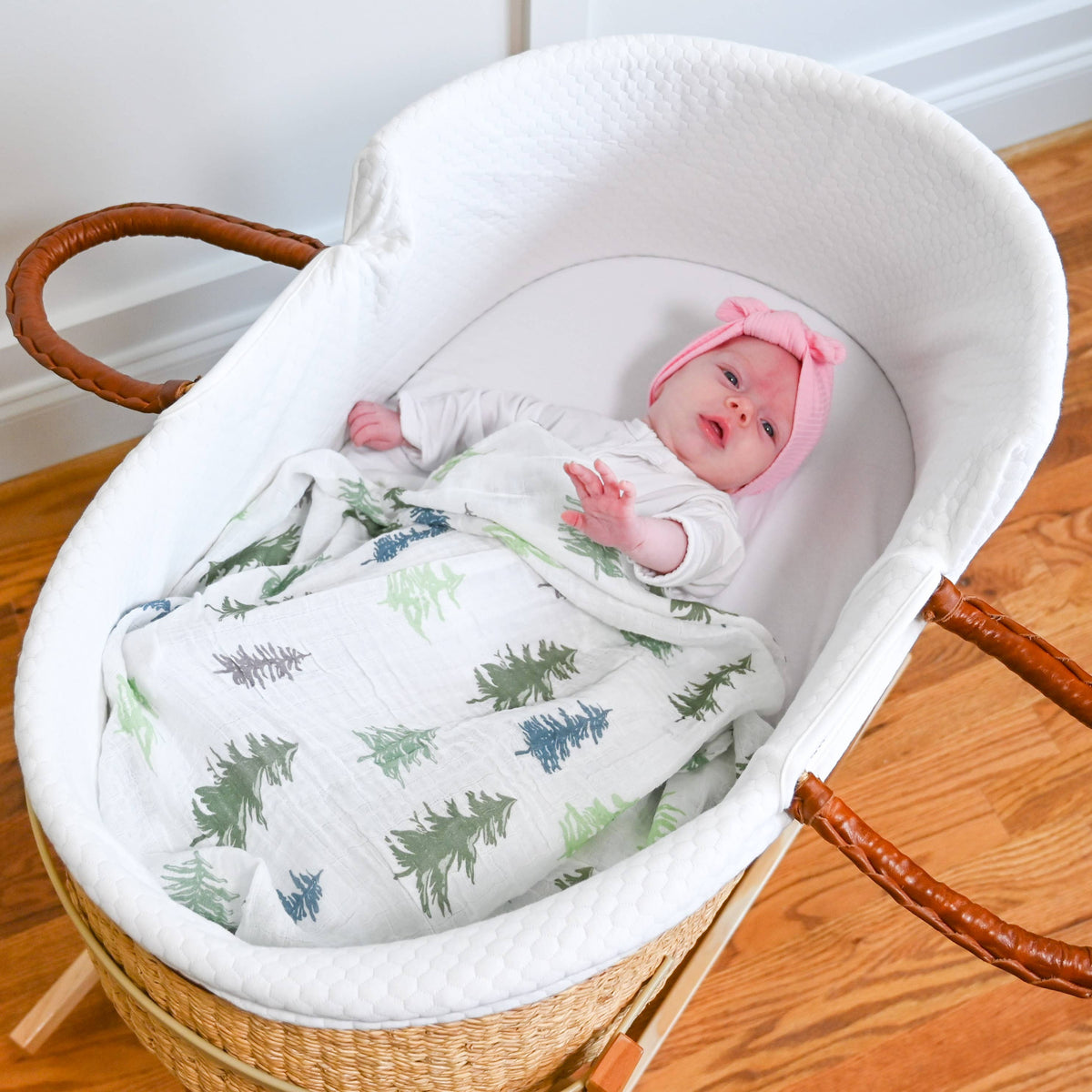 Baby Muslin Swaddle Blanket 47x47 Pine Tree
