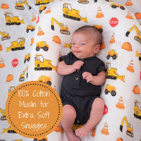 Baby Muslin Swaddle Blanket 47x47 Under Construction