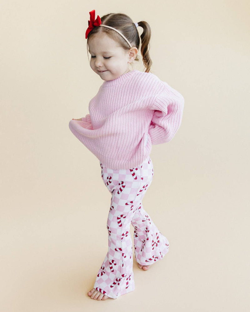 Checkered Candy Cane Kids & Baby Flare Pants | Pink: 6-7Y