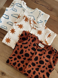 Organic Waffle Easy Romper, Black Spot: 3 - 6 mo.